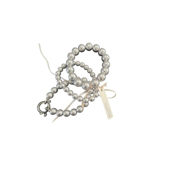 Chan Luu Grey Pearl Holly Stretch Bracelet Set With Silver Clasp NWT - Picture 5 of 6